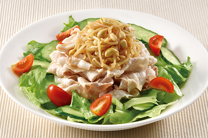 シャキシャキ大豆もやしと冷しゃぶのサラダ