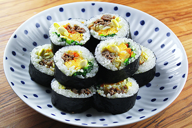 シャキシャキ大豆もやしで具沢山キンパ